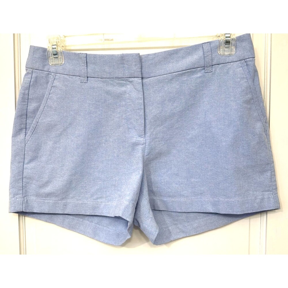 J.Crew Women 8 Blue 100% Cotton Chino Shorts 3 in Inseam Mid Rise Coastal Preppy
